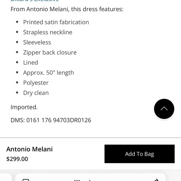 NWT Antonio Melani Lucia Satin Strapless Dress Size 2 - Picture 5 of 5